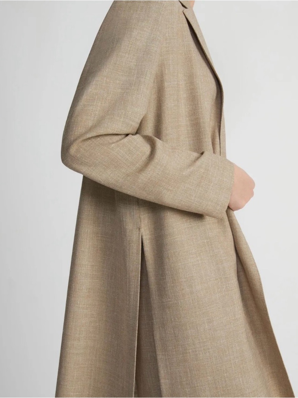 NWT Lafayette 148 New York Wool Silk Linen Notch Lapel Long Duster Coat Cadet Kh - Picture 3 of 11